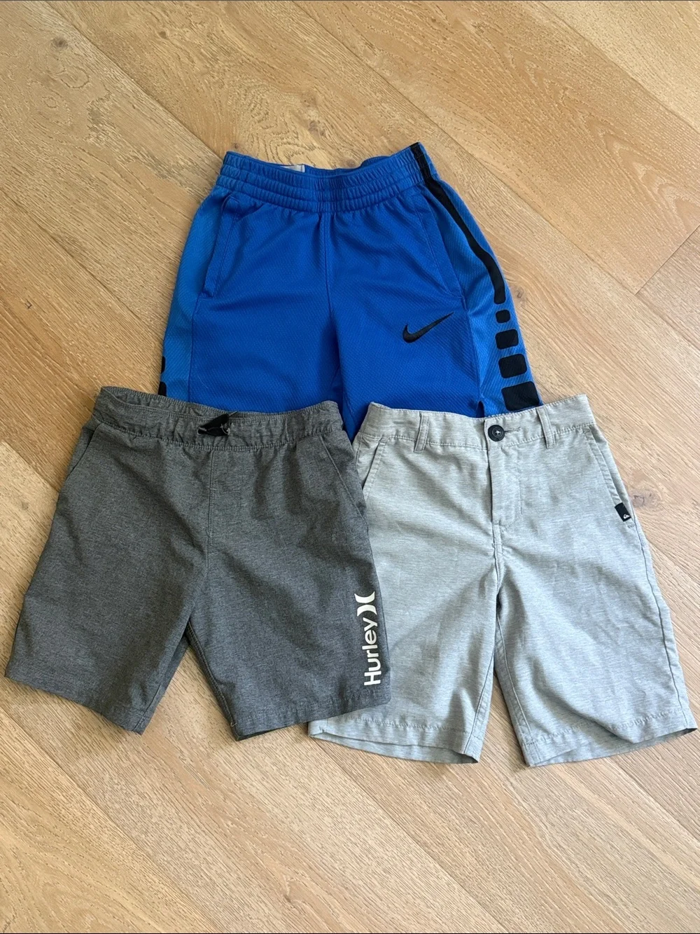 3 pair bundle - 2 swim trunks quicksilver and Hurley and 1 Nike shorts